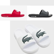 Mens Lacoste Croco Dualiste Slides Cushioned Slip On Sandals New