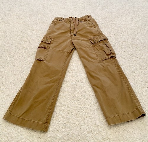 Vintage Abercrombie Fitch Y2K Khaki Tan Cargo Paratrooper Pants Baggy Youth 14