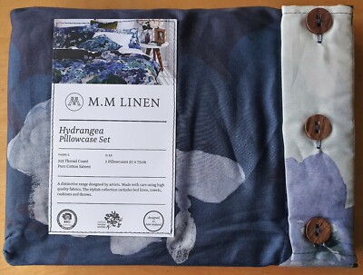 M.M LEINEN Kissenbezug Paar HORTENSIE Neu