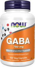 NOW Foods GABA Gamma-Aminobutyric Acid 750Mg Neurotransmitter Support Capsules