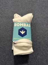 (4-Pack) Bombas Solid Style White Half Calf Socks Size M FREE SHIP