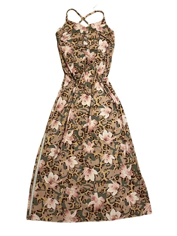 Vintage Y2K Long maxi brown floral print dress Coquette