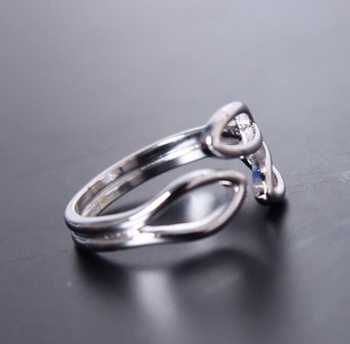 925 Sterling Silver plated Adjustable Finger Rings Thumb Open Band Feather UK - Picture 24 of 31