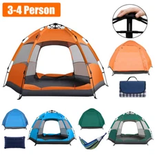 3-4 Person Automatic Camping Tent Hiking Instant Canopy Pop Up Tents Waterproof