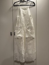 NWOT Urban Outfitters Midi Dress White XS Crinkle Halter Oversized Pocket