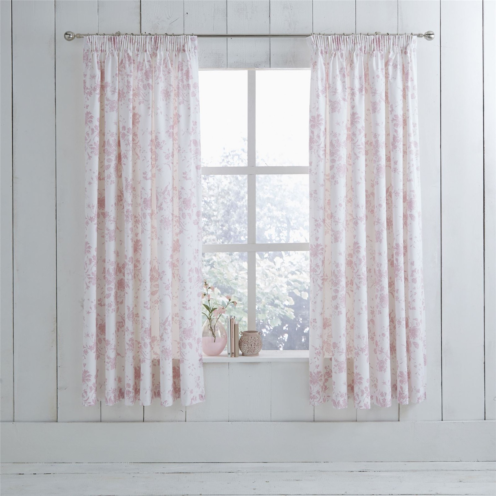 Toile Florale Rose Doublé Mélange de coton 168cmx72 " -168x183cm Rideau plissé Toile