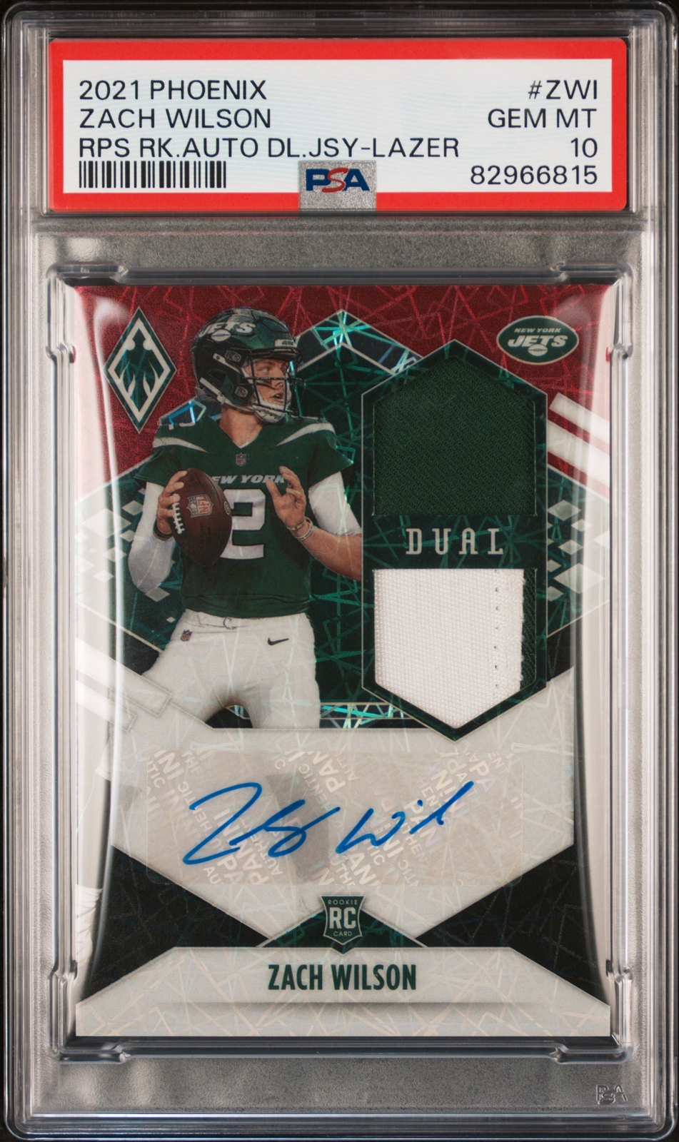 Zach Wilson Panini Phoenix Rps Rookie Auto Jersey #ZWI Lazer