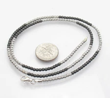 Moon Diamond Cut Ball Bead Chain Necklace Black Rhodium Real Solid 925 Silver 