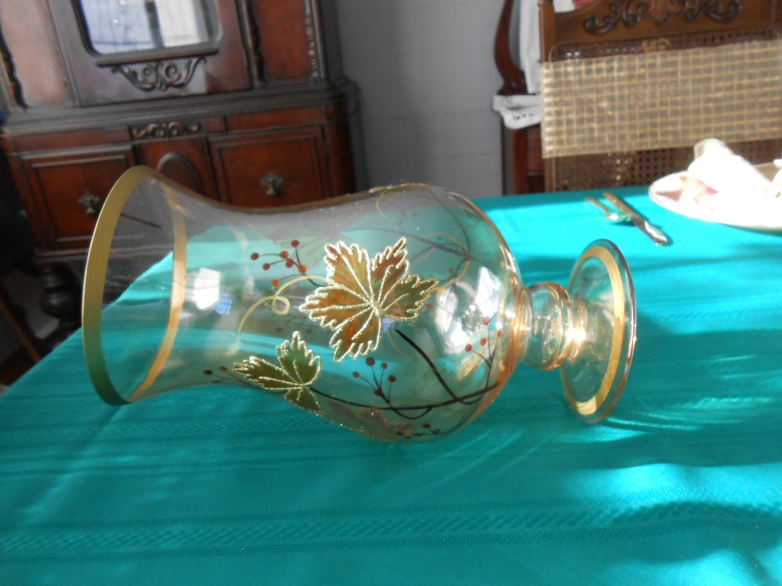 Charisma Hurricane Vase or Candle Holder Glass Amber 6" W x 10.5