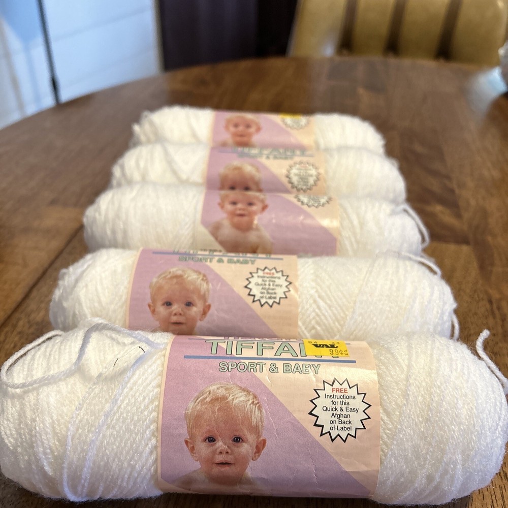 Natura Tiffany Sport & Baby Yarn Lot 5 Skeins Of 2 Oz White Acrylic New