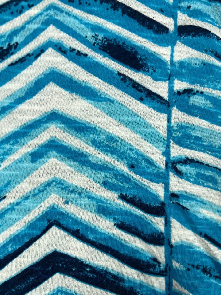 Camisa geométrica azul manga corta algodón New Directions mediana para mujer Foto 2 de 4