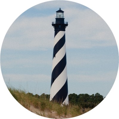 Single Round Absorbent Stone Car Coaster- Black And White Lighthouse-by Carson 