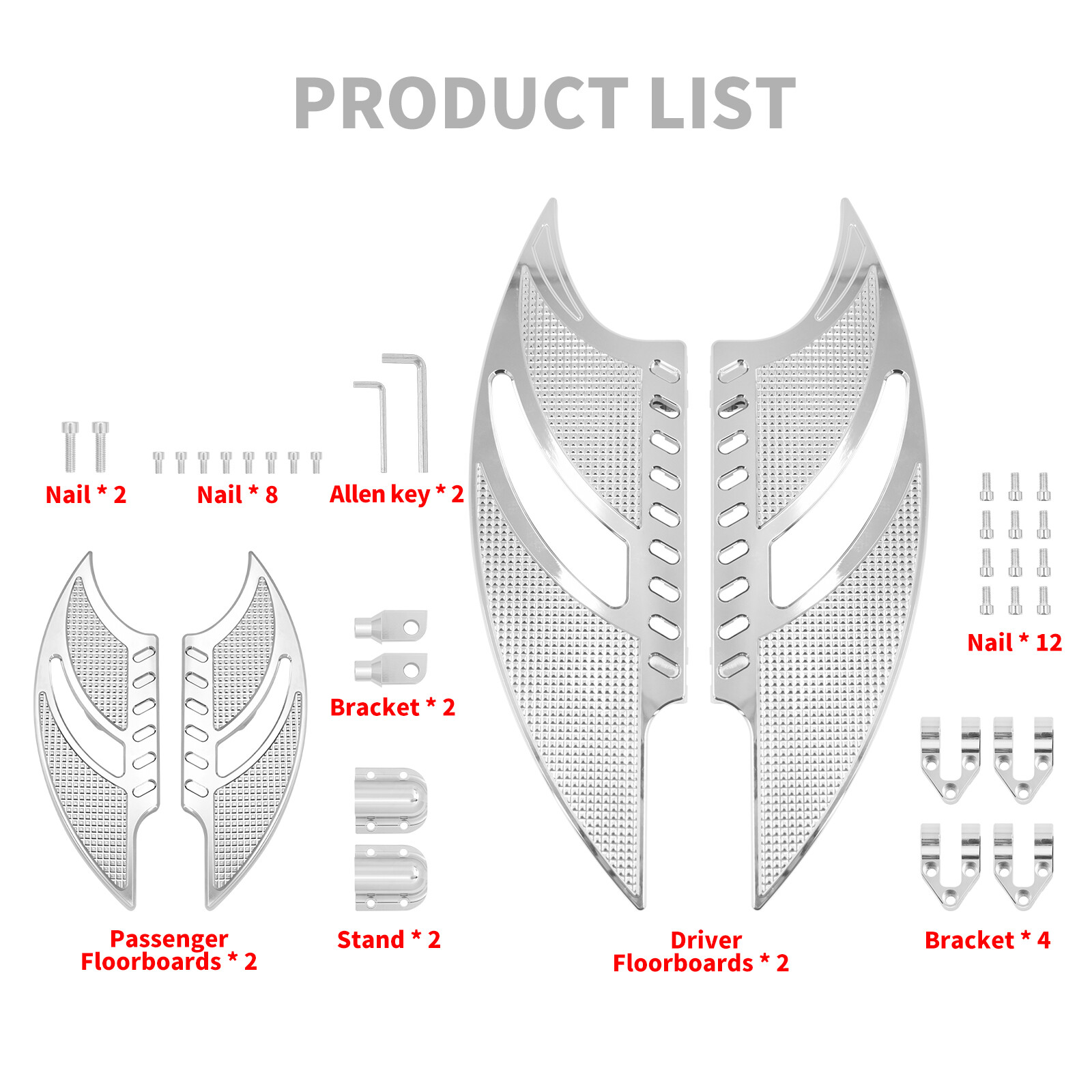 Chrome Driver Passenger Floorboards Foot Pegs For Harley Touring Road King Glide