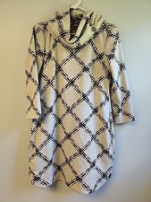 Vince Camuto Womens 8 Gray Striped Terry Cowl Neck Long Sleeve Knit Dress