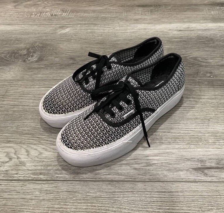 Vans Authentic Platform Mesh Gray White Black Sho… - image 1
