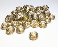 European Bead Tan Transparent Roundelle Large Hole Beads Facets 15mm DIY 10 pc