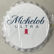 Michelob Ultra Wall Beer Sign Bottle Cap Tin Metal 16" Diameter Garage Bar