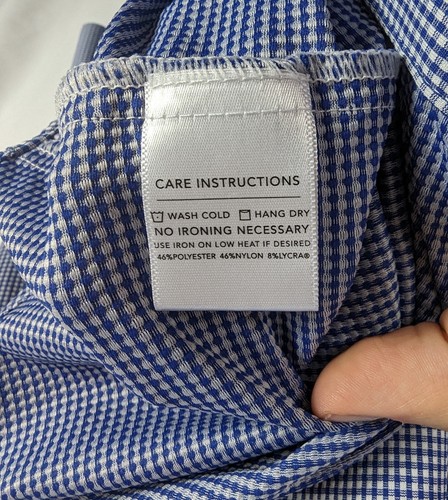 Mizzen + Main Spinnaker Collection Trim Fit Blue White Check Gingham Mens Sz XL - Picture 6 of 7