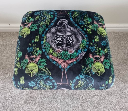 Emma J Shipley Orla Kiely Fabric Storage Footstool Pouffe Footstall Extinct Blue - Picture 147 of 148