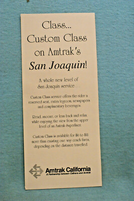 Amtrak - San Joaquin - Custom Class Prospekt - Tarife - 19. Januar 1995