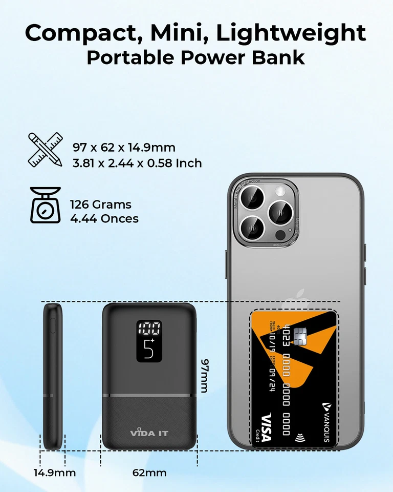 Compact 5000mAh Portable Charger Power Bank Battery Pack for Samsung Cell Phone - Image 3 of 4