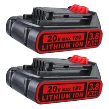2X Battery 20V Lithium-ion 3.8Ah for BLACK+DECKER 20 Volt LBXR20 LBX20 LBXR20
