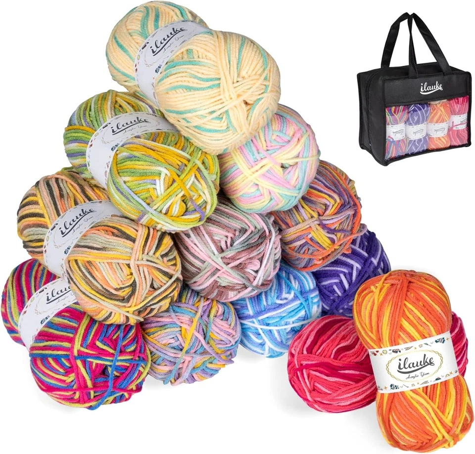 Handstrickgarn Acryl Mehrfarbig 12x50g Basteln Häkeln Stricken - Bild 3 von 4