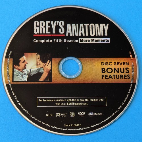 GREY'S ANATOMY Season 5 DISC 7 DVD REPLACEMENT only - single Disc Only 5th fifth - Picture 2 of 5