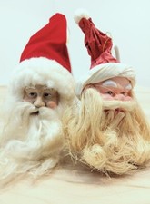 VTG STYLE LOOKING SANTA CLAUS FACE HEAD ORNATMENTS 2 DIFF. VTG STYLE SANTAS