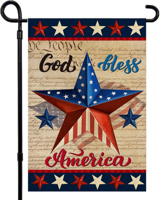 Patriotic God Bless America 4th of July Garden Flag 12 x 18 Inch Vertical Double