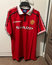 Umbro Manchester United SHARP Zip Neck Soccer Jersey Red/White/Black XL