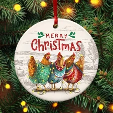 Chicken Ornaments for Christmas Tree - Ceramic Christmas Ornaments 2025, Chicken