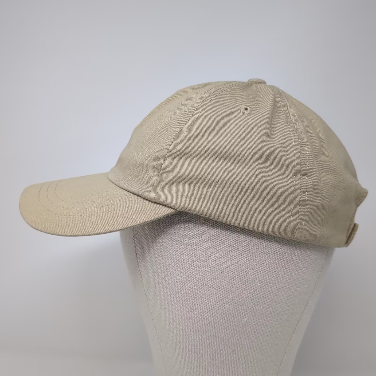 Beige Baseball Cap Hat OS Solid Blank Adjustable … - image 3