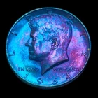 Kennedy Half Dollar 1964 About Uncirculated 90% Silver Monster Rainbow Toning