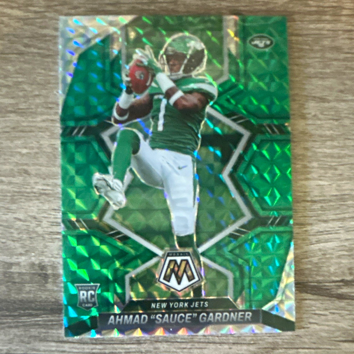 2022 Panini Mosaic Ahmad "Sauce" Gardner RC Rookies #335 Green Mosaic Prizm Jets