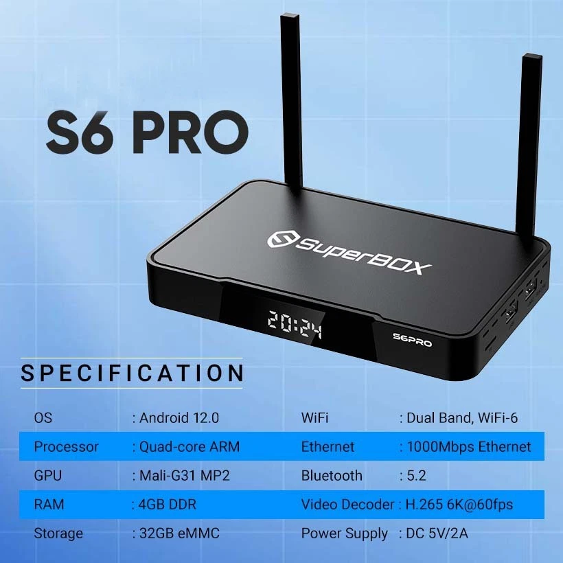 Reproductor multimedia SuperBox S6pro TV BOX con control remoto por voz Foto 2 de 4