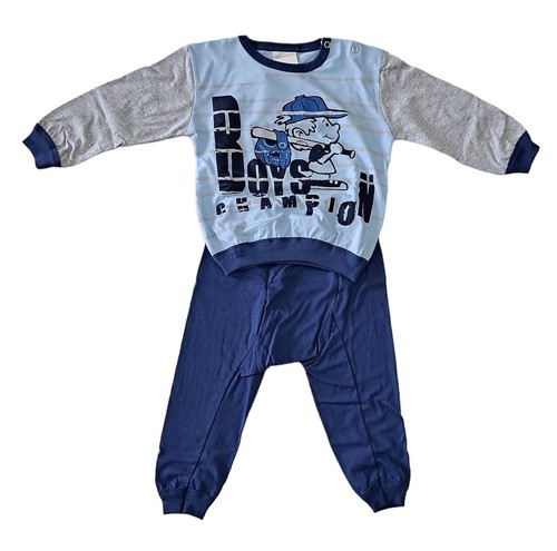 Pigiama 2 Pezzi Per Neonata 100% Cotone - Manica Lunga, Squalo Blu, 6-12 Mesi