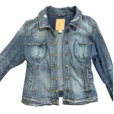 Guess Denim Blue Jean Distressed Jacket Size Medium Women