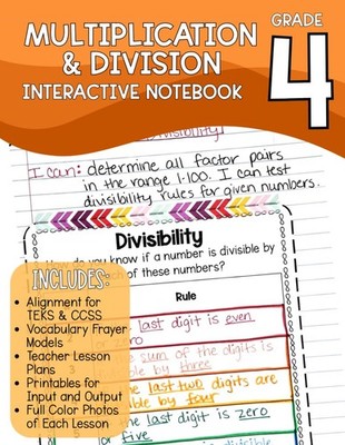 Fourth Grade Math Interactive Notebook Multiplication and Division: 93 Pages, In