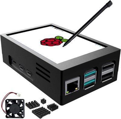 CUQI Raspberry Pi Display, 3,5 Zoll Touchscreen mit Raspberry Pi 5 Gehäuse, 