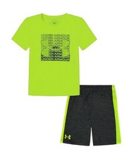 New Under Armour 2-Piece Tri-Logo Shorts  Logo Tee Set, Boy's Size 5 NWT 