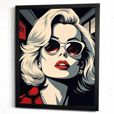 Retro Frau in Brille Portrait 1970 1980 Poster Vintage Pop Art Druck Wanddeko