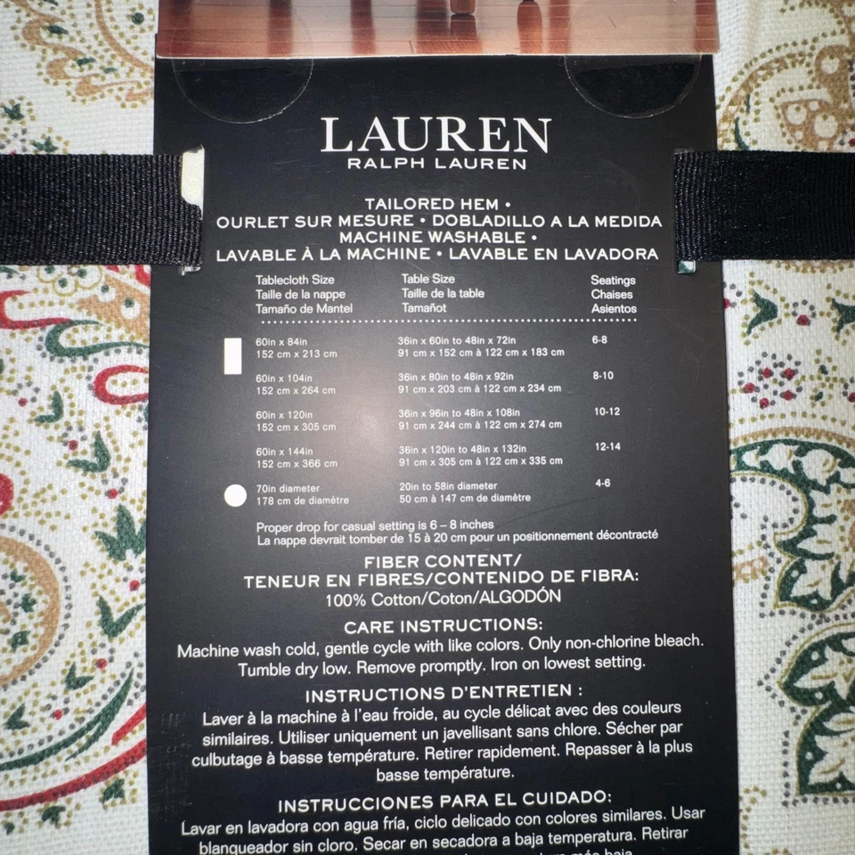 Ralph Lauren LRL Christmas Tablecloth & Napkins 8 Napkins 60x144 Oblong 8 Guest - Image 4 of 4