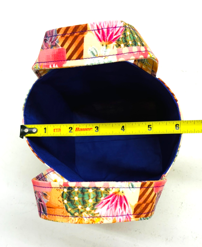 Handmade Fabric Lined Mini Tote Bag/Gift Bag Peach Orange Allover Cactus New - Picture 6 of 8