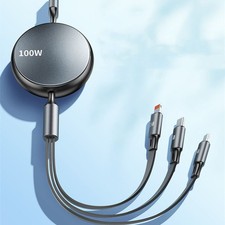 Three In One Data Cable Telescopic Charging Car Charger