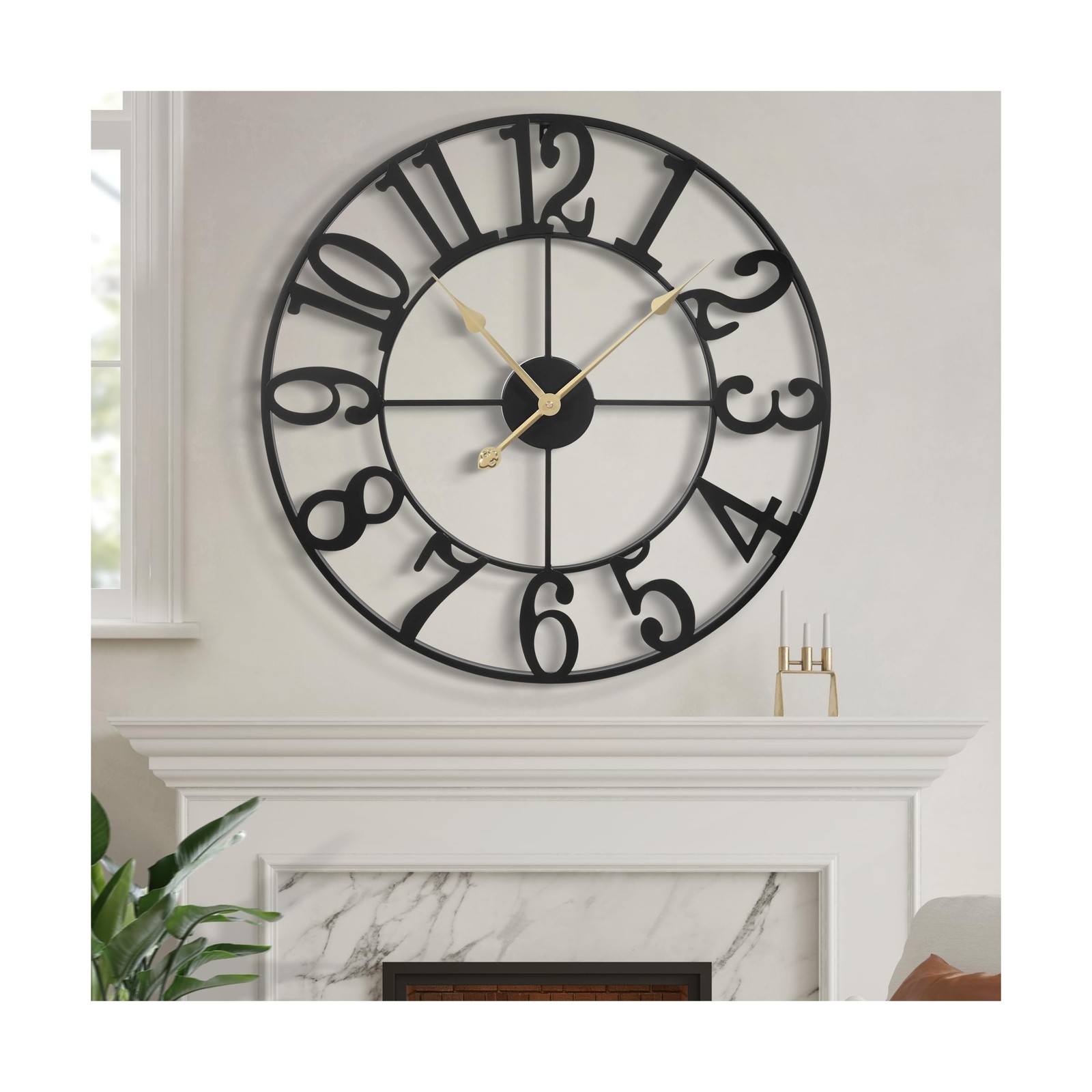 LEIKE 40 Inch Extra Large Wall Clock, Decorative Oversized Arabic Numerals Ba...