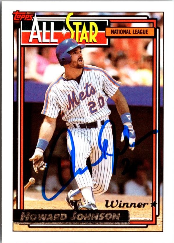 Howard Johnson signed baseball card New York Mets 1992 Topps All Star Gold #388