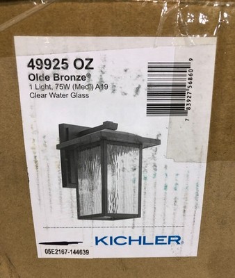 Kichler Capanna 13.25 in. Olde Bronze Outdoor Wall Sconce Clear Water Glass