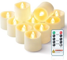 Black Flameless LED Votive Tealight Candles 12 Pack with Timer Remote