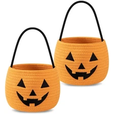 OIAHOMY 2 Pack Halloween Trick or Treat Bucket, Large Halloween Candy Snack